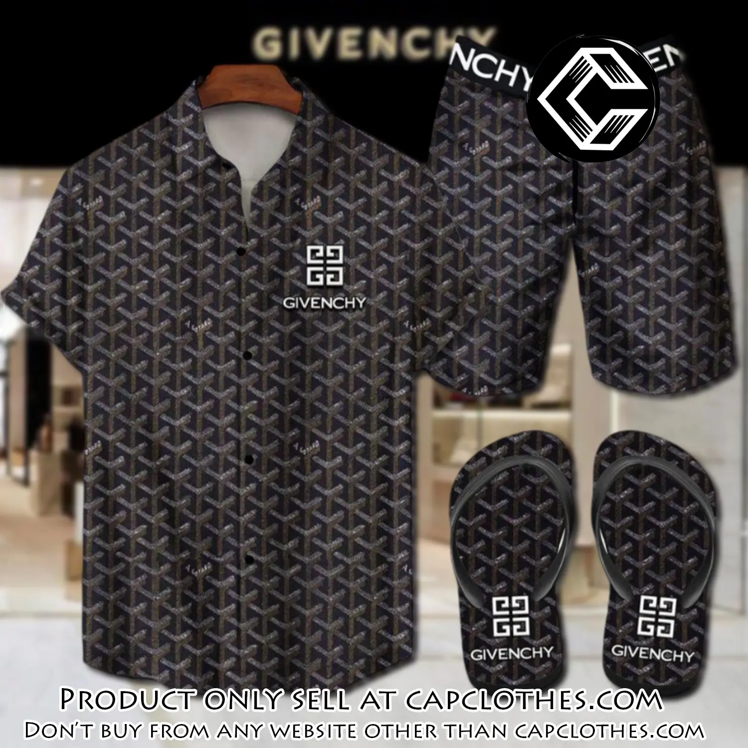 Givenchy flip flops and combo hawaii shirt shorts luxury brand summer outfit hsf219 cc5808626